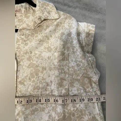 NWT Coastal Comfort Size S Tan Tropical Linen Short Sleeve Button Down Shirt