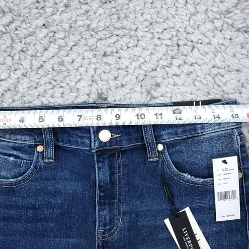 Liverpool 7" High Rise Kristy Jean Shorts Cut Raw Hem Stretch Size 6 28 Blue