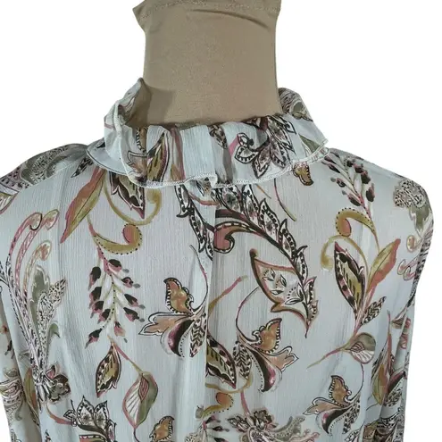 Aura Boho Maxi Dress Cream Peach Size L Large Long Sleeve Ruffle