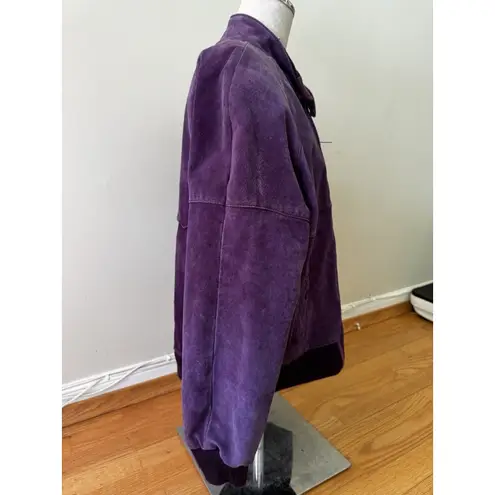 Starting Point Womens Purple Split Pig Skin Leather Bomber Jacket Vintage Size M Size M