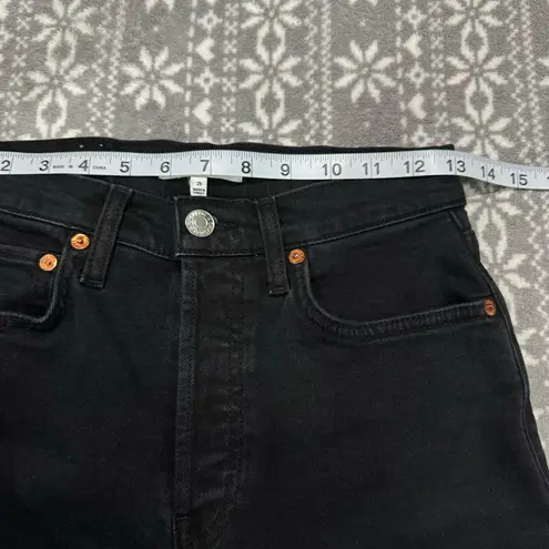 RE/DONE Originals 90s High Rise Ankle Crop in Jet Black With Rips Size 25