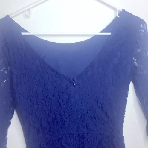 Lush Clothing LUSH blue lace mini dress lined with V back