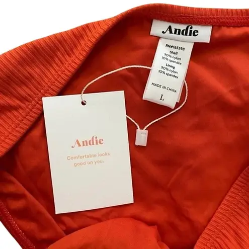 ANDIE NWT Swim The Bikini Rib Bottom Medium Coverage Low Rise L Sire Orange - Image 11
