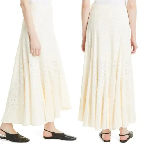 Rebecca Taylor • Lace Maxi Skirt cream New Ivory flowy slit crochet beach summer