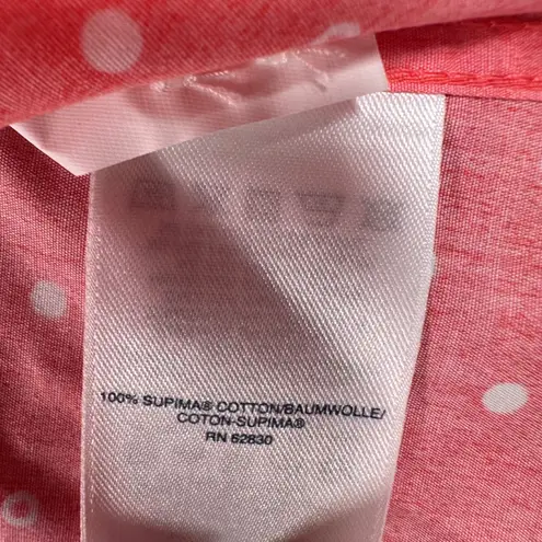 Lands' End No Iron Supima Button Down Shirt Women's 12 Watermelon Sorbet Print Pink