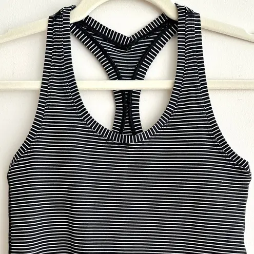 Lululemon Cool Racerback Tank Top, Black and White Striped, Size 4