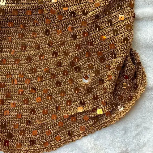 gold vintage y2k viral crochet beaded bead sequin embellished tank top Size 4