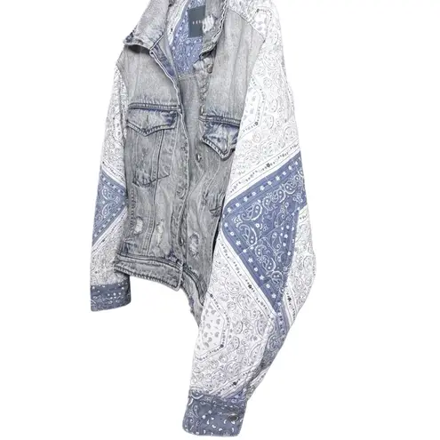 Anthropologie  x BlankNYC Patchwork Quilted Bandana Denim Jacket Women’s Size S