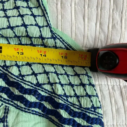 Francesca’s mint spaghetti strap embroidered boho summer tank with tassels SM Green