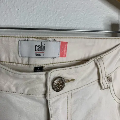 CAbi  Slim Boyfriend White Distressed Denim Size 4