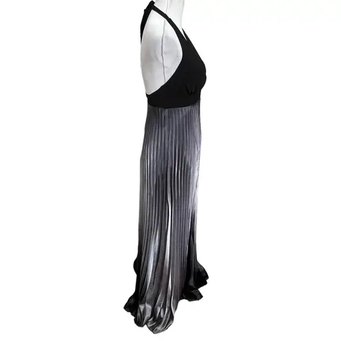 XScape  Pleated Halter Maxi Dress Ombre Color Block Backless Gown Women’s Size 4