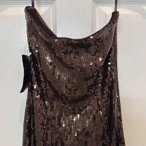 NWT Retrofete Ember Strapless Sequin Maxi Dress in Dark Chocolate Size XS Brown