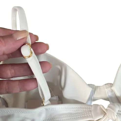 Knight White Adjustable Strap Tie Back Summer Beachy Bikini Top Women Sz L Size L