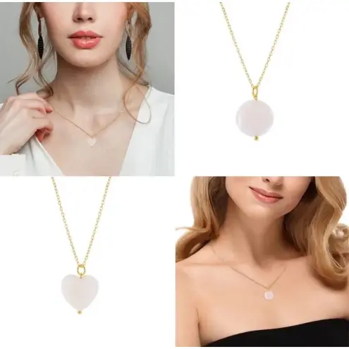 Boutique NEW Sparkly Gold Unisex-Women’s Pearl Heart, Yellow Gold Filled Necklace, 16-18”