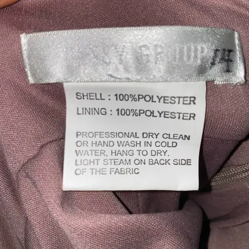 Dessy Group Bateau Neck Open Cowl Back Trumpet Gown in French Truffle Size 6R