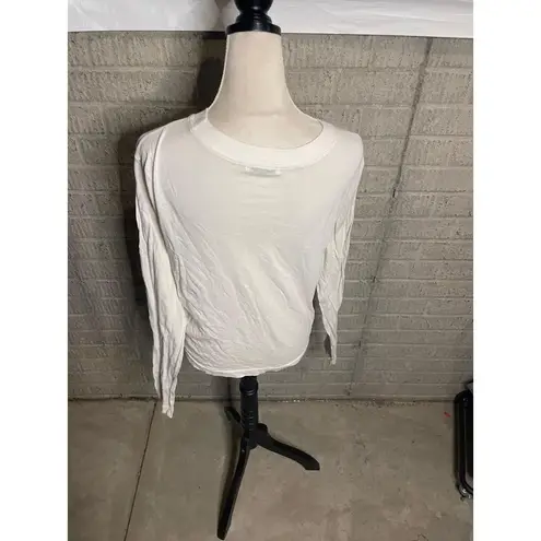 Michael Stars Michael Stars White Plain Lightweight Crop Long Sleeve Crew Neck Shirt Small