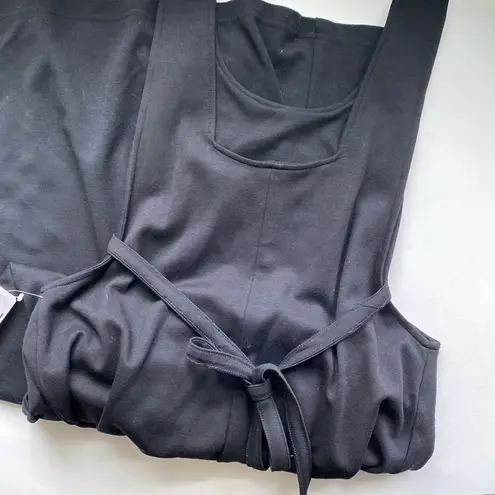 NWT french vintage black pocket overall maxi dress, size 12