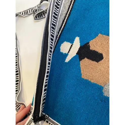 Woolen Incan Folk Bag Made in Ecuador NWT Zipper Double Side Woven Crossbody Bag Blue