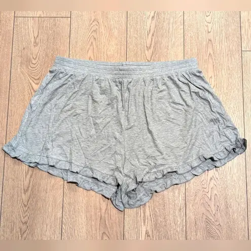 City Chic  Sleep Shorts‎ Plus 20 L 2X Gray Ribbed Ellie Ruffle Trim PJs NWT NEW
