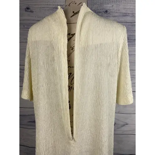 Melissa Tunic Top Womens 16W Crinkle Texture Button Detail Zip Back Ivory USA