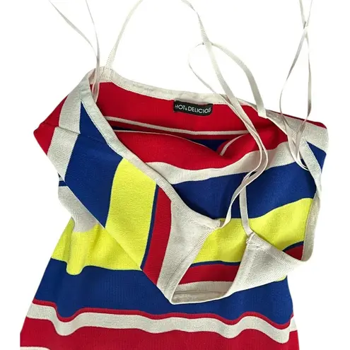 Hot & Delicious womens medium multi-color striped maxi dress snap button skirt - Image 2