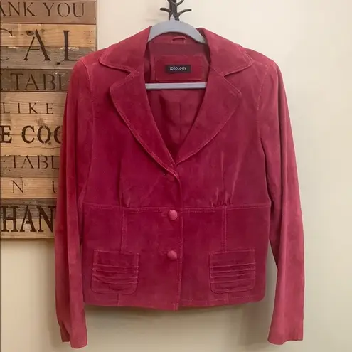 Ideology Women's Red Leather- Suede Jacket NICE