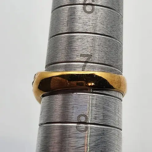 Vintage DAC Gold Tone, Blue Crystal, & Clear CZ Ring (7.5) Blue