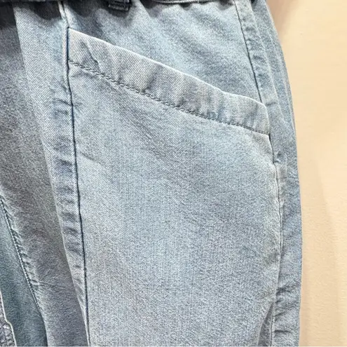 FATE. Natural Fiber Tencel Denim Wrap Front Wide Leg Jumpsuit w Tie Belt Small