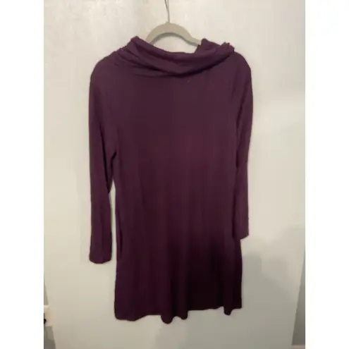 2B Studio Plum Purple Cowl Neck Long Sleeve Tunic Dress Size Medium