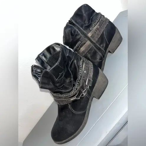 Jellypop Nashville Kinney Grunge Gunmetal Chain Grunge Rock Ankle Booties Sz 8.5