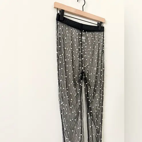 Amazon  Sheer Long Sleeve Top and Pant Set Black with Pearl Detail - Size M - Image 6