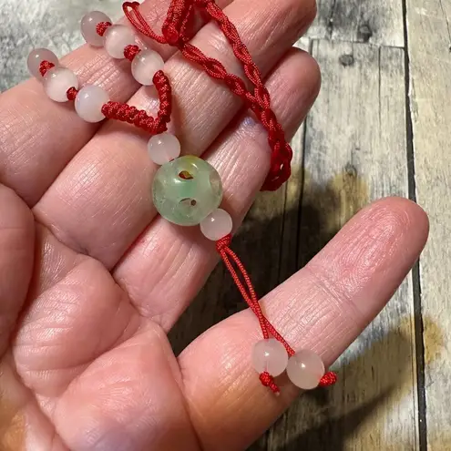Jade Adjustable Silk Necklace Red