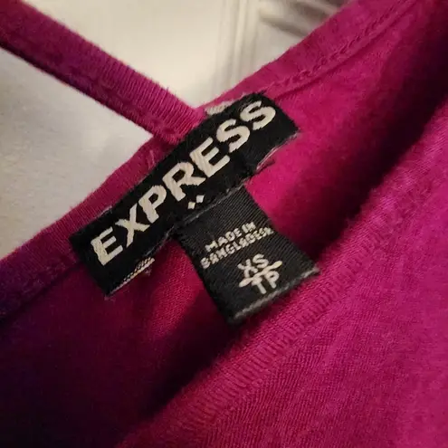 EXPRESS  Cold Shoulder Long Sleeve Double Vneck Shirt Pink Berry Size XS