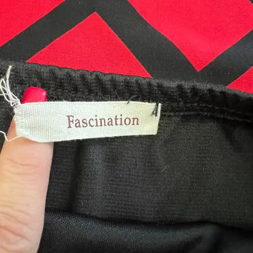 Fascination Red & Black Trellis Print Strapless Maxi Dress - Size M