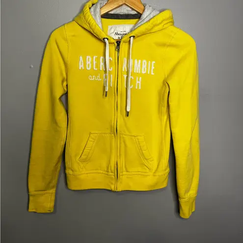 Abercrombie & Fitch  Women's Hoodie Full Zip Yellow Vintage Y2K Size Medium