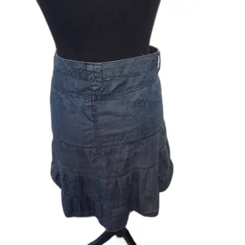 Baccini Ruffled Western Style Country Tiered Soft Denim Skirt Size 10P