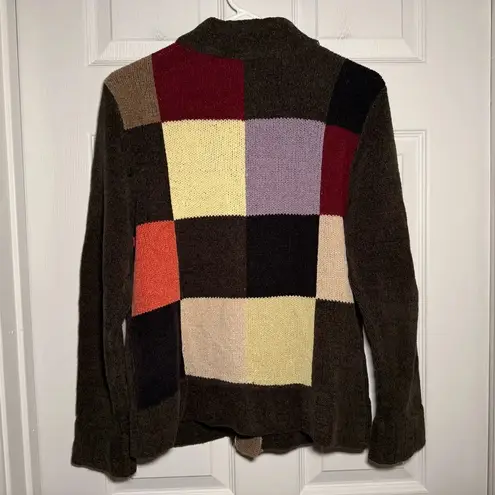 Christopher & Banks Vintage Size Small Chocolate Brown Patchwork Sweater