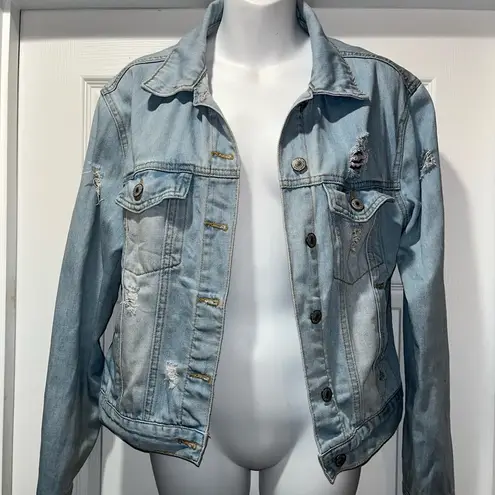 Forever 21 LA Girl Squad Distressed Denim Jacket