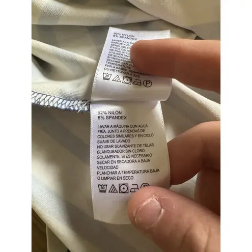 Tommy Bahama ‎ Womens 1/2 Zip Pullover Size M White & Blue Striped Long Sleeve