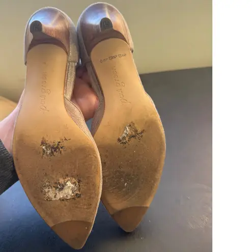 Paul Green sz 9.5 Womens D'Orsay Metallic Pointed Distressed Kitten Heel Pumps