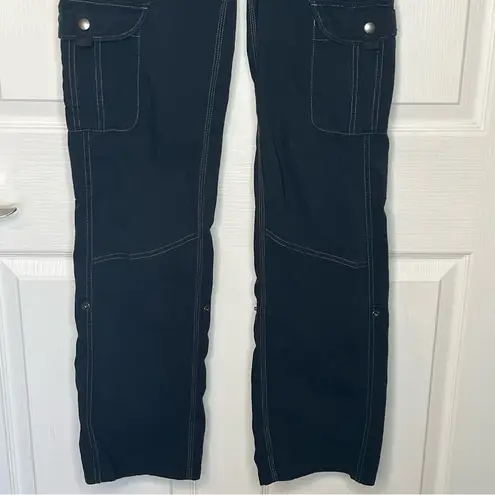Kuhl Black Cargo Pants Sz 2 Roll Up Legs Snap Pockets Outdoor Hiking Adventure