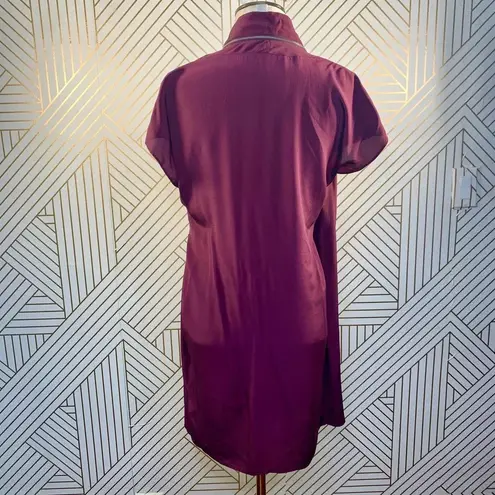 ALLSAINTS Adria Silk Zipper Dress Short Sleeve Draped Purple Burgundy Size US 2