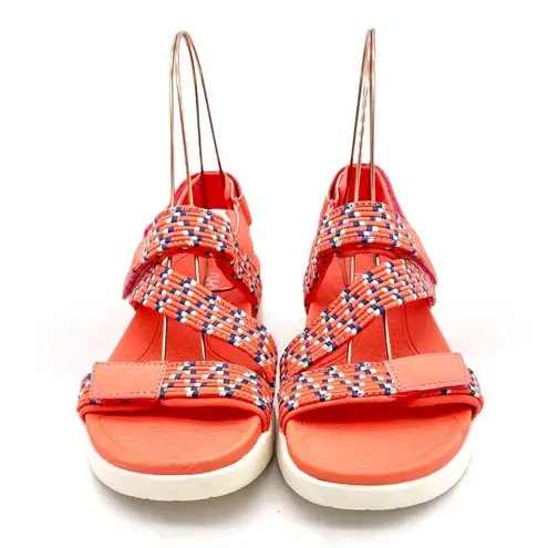 Ryka Rowana Elastic Gore Sport Sandals in Living Coral and Blue Women’s Size 9.5