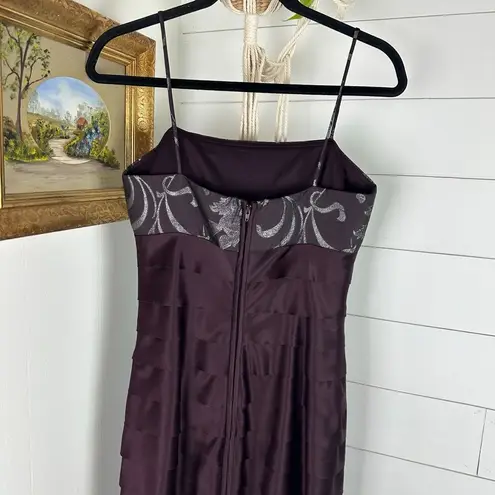 Alex Evenings Column Sheath Metallic Tiered Gown Bolero Jacket Plum Size 6