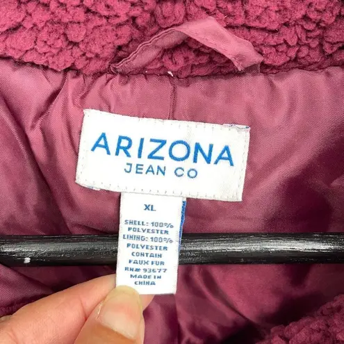 Arizona Jeans Arizona Jean Co Womens Collared Faux Fur Fleece Lined Jacket Maroon Size XL