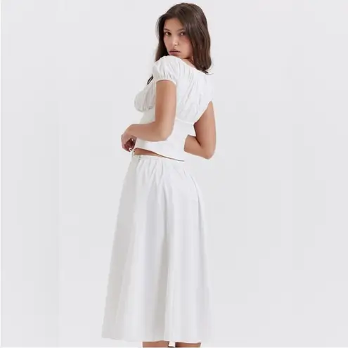 House Of CB  Cora White Gathered Midi Skirt