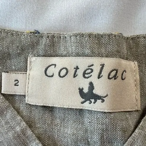 Cotelac Women's Flax Cotton Dress 2 Tan Sleeveless Natural Simple Mini