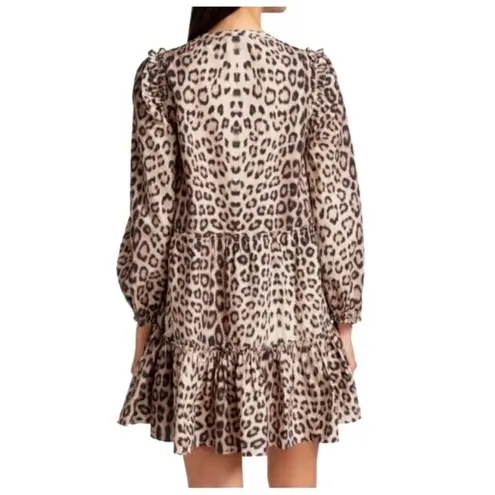 Generation Love Brown Leopard Print Balloon Sleeve Rumi Mini Dress Size XS