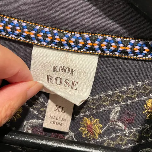 Knox Rose Women's Embroidered Peplum Utility Jacket Gray XL