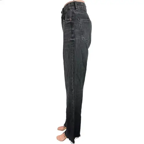 ZARA  Women's Black High Rise Straight Leg Stretch Cut Off Hem Denim Jeans Size 4